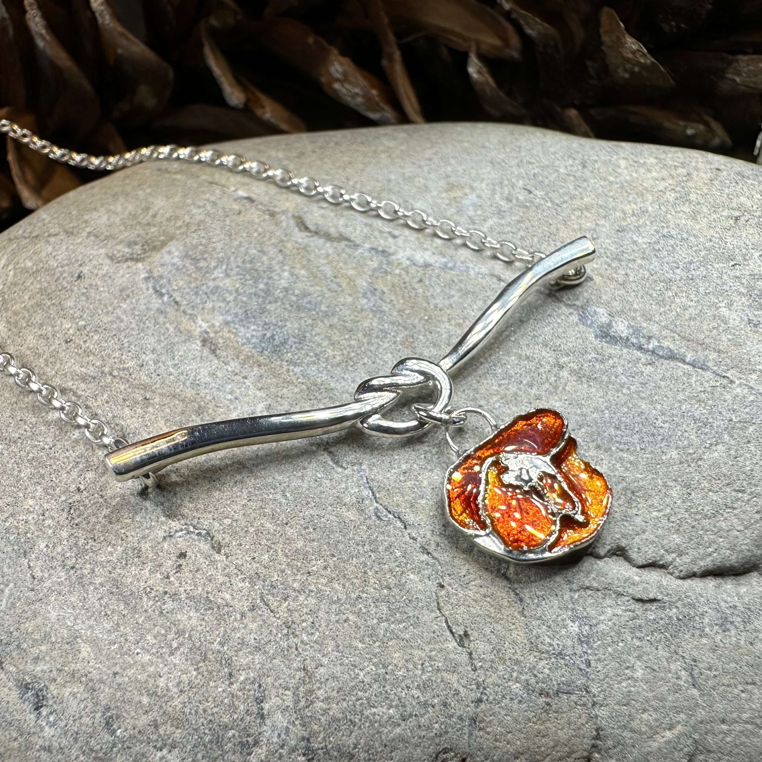 Poppy Flower Necklace - Made in Scotland
