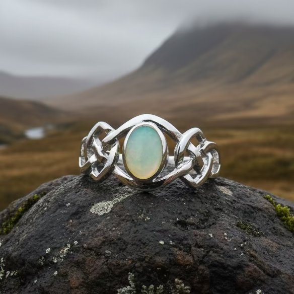 Mina Celtic Knot Ring with Mother of Pearl