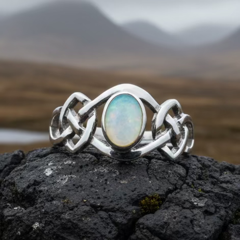 Mina Celtic Knot Ring with Mother of Pearl