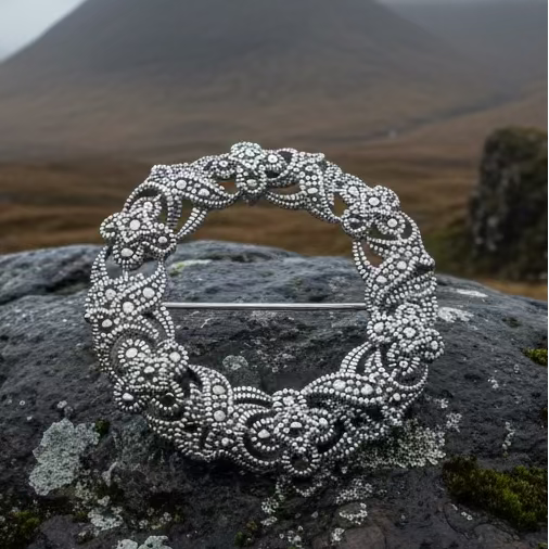 Loch Marcasite Celtic Knot Brooch in Sterling Silver