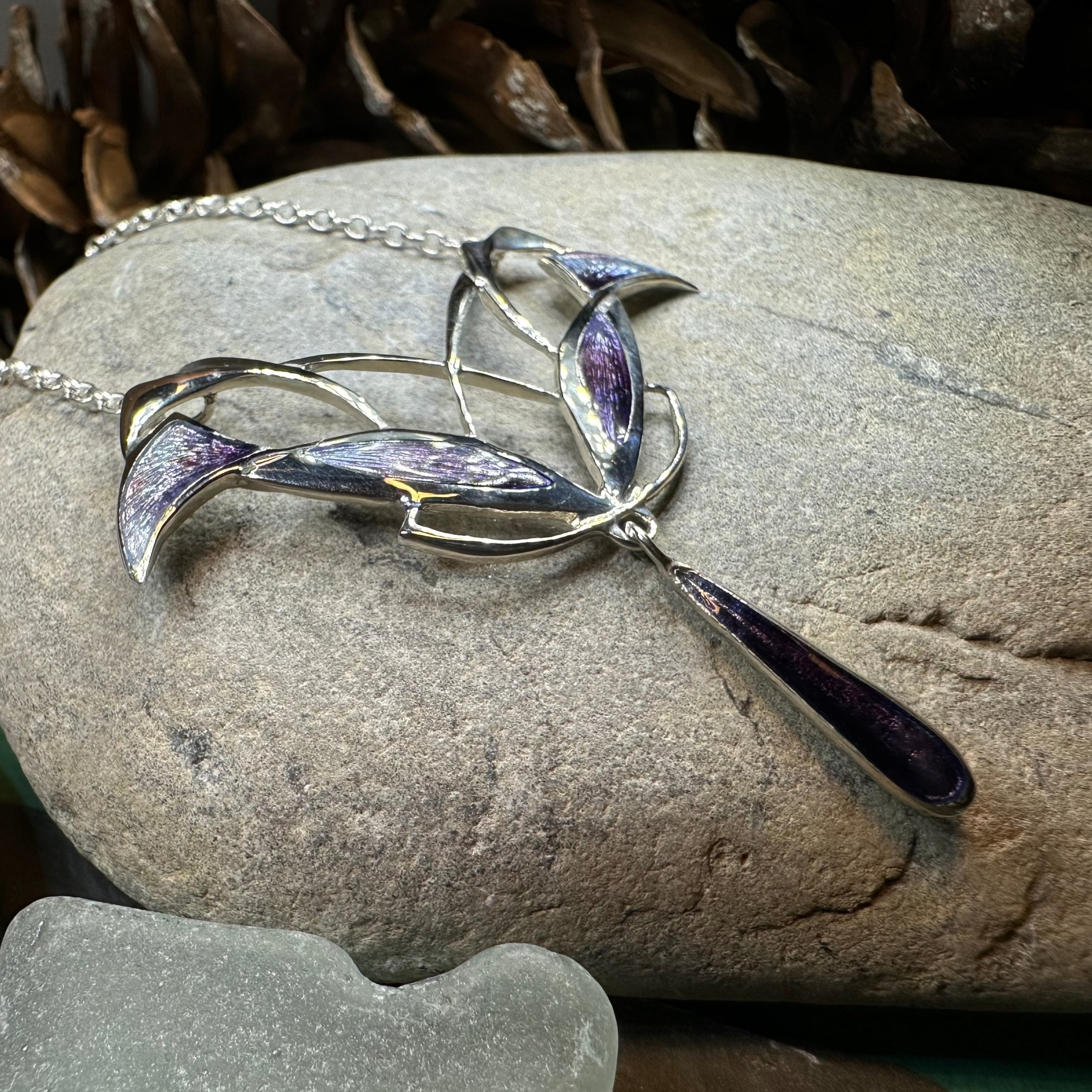 Dusty Purple Mackintosh Art Deco Necklace - Made in Scotland