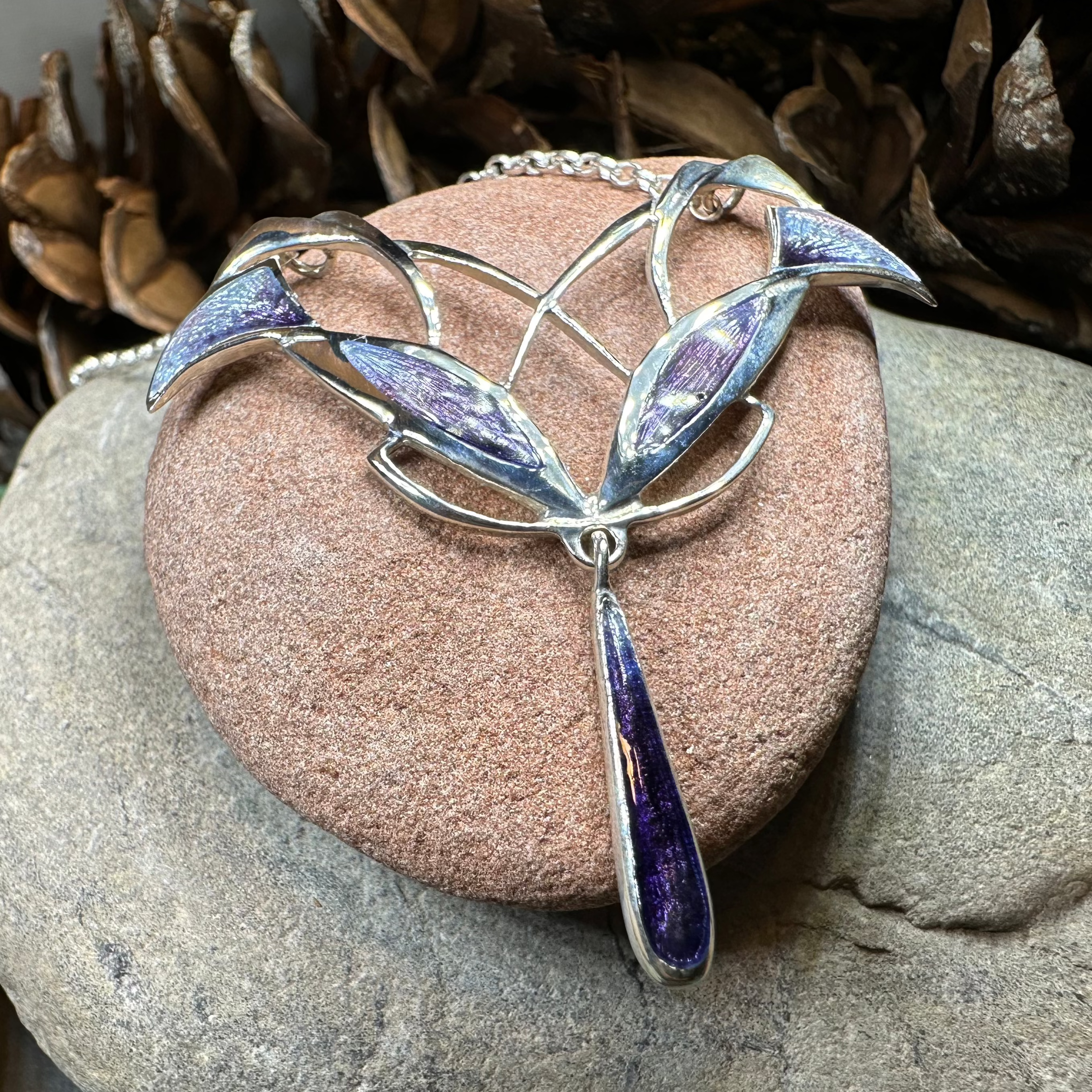 Dusty Purple Mackintosh Art Deco Necklace - Made in Scotland