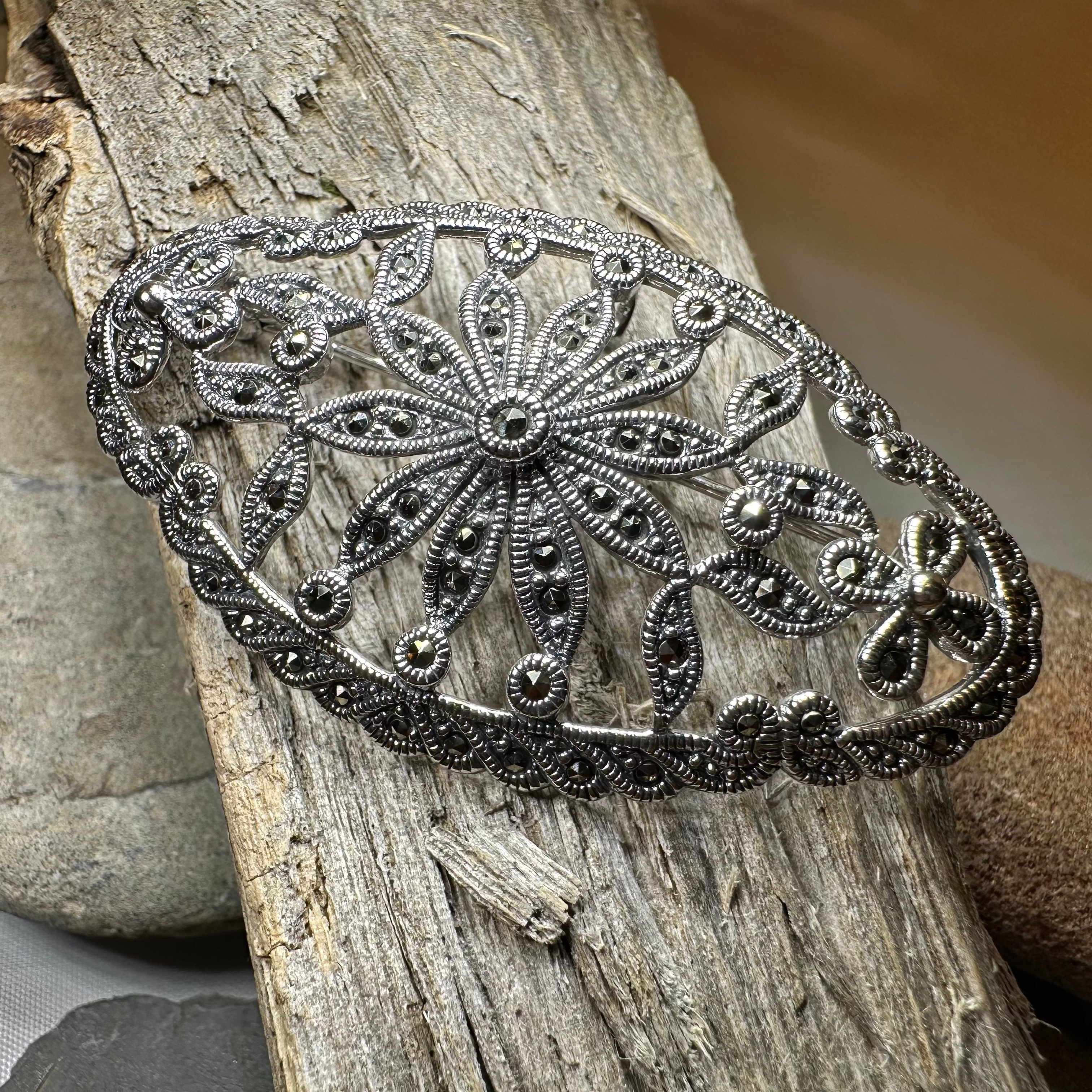 Marcasite Oval Celtic Knot Brooch