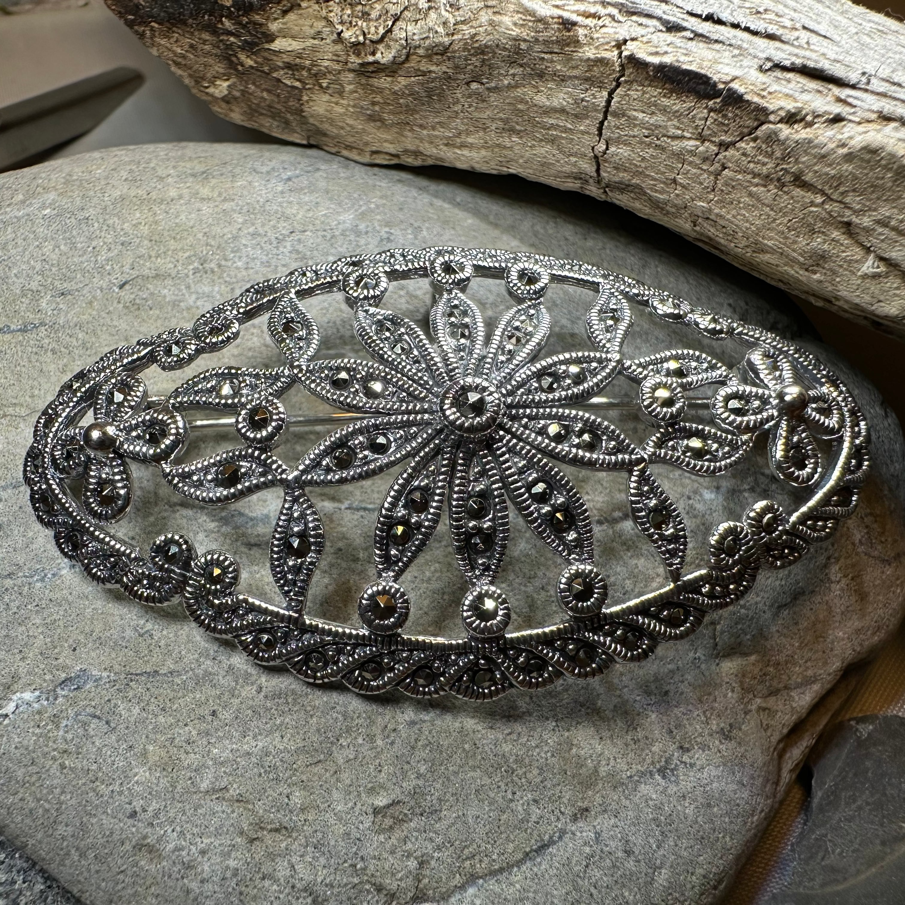 Marcasite Oval Celtic Knot Brooch