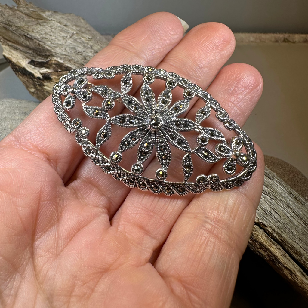 Marcasite Oval Celtic Knot Brooch