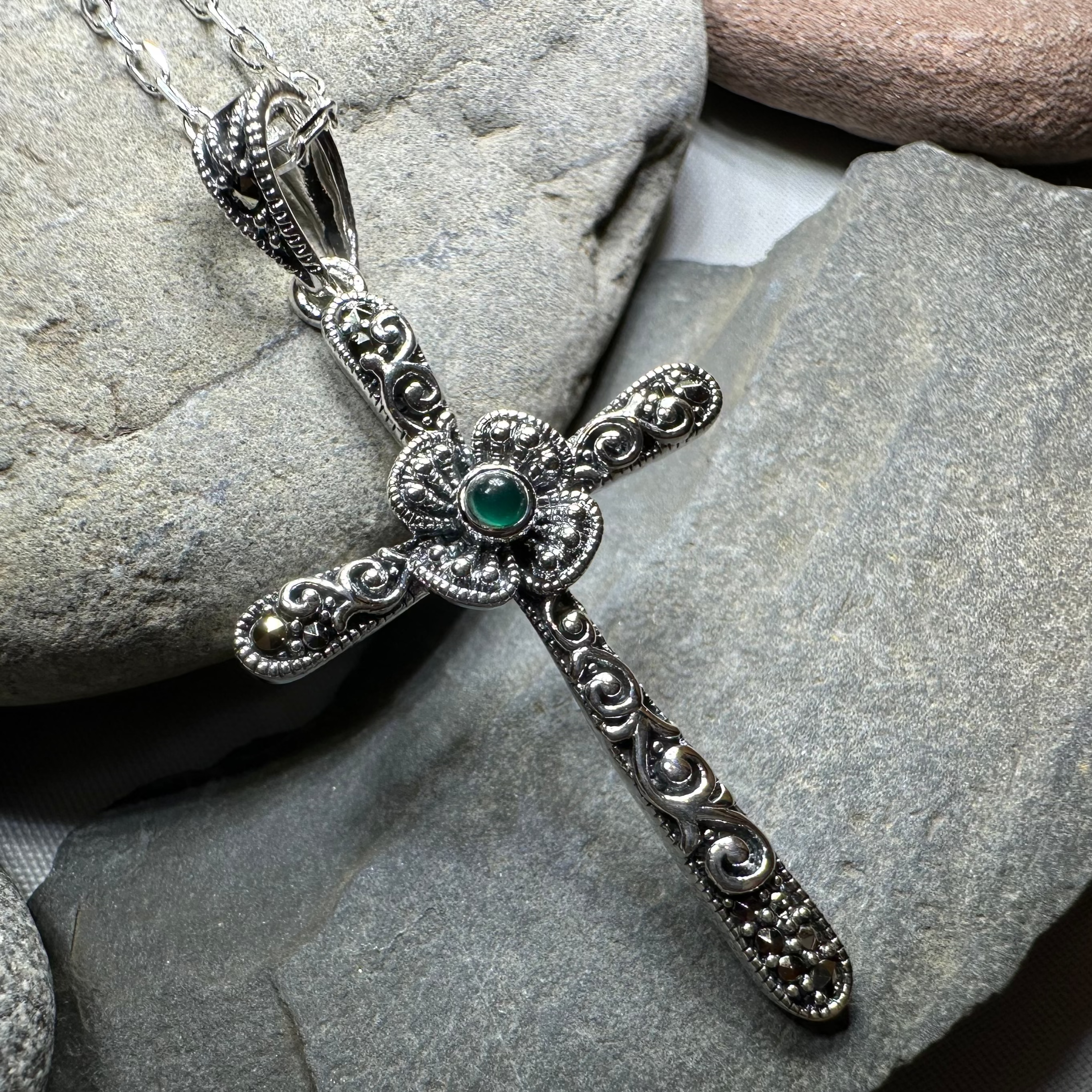 Spring Bloom Celtic Cross Necklace