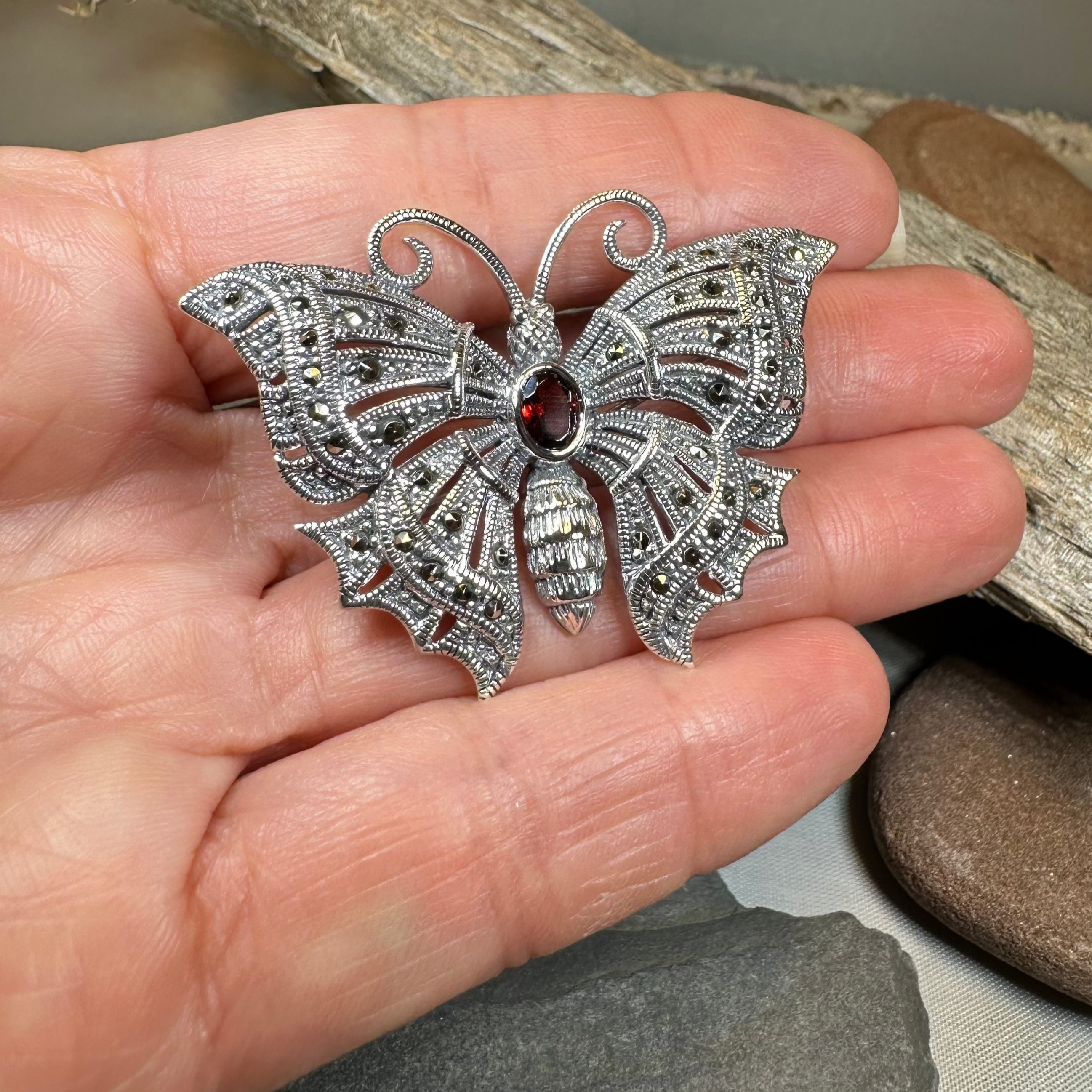 Marcasite Butterfly Brooch