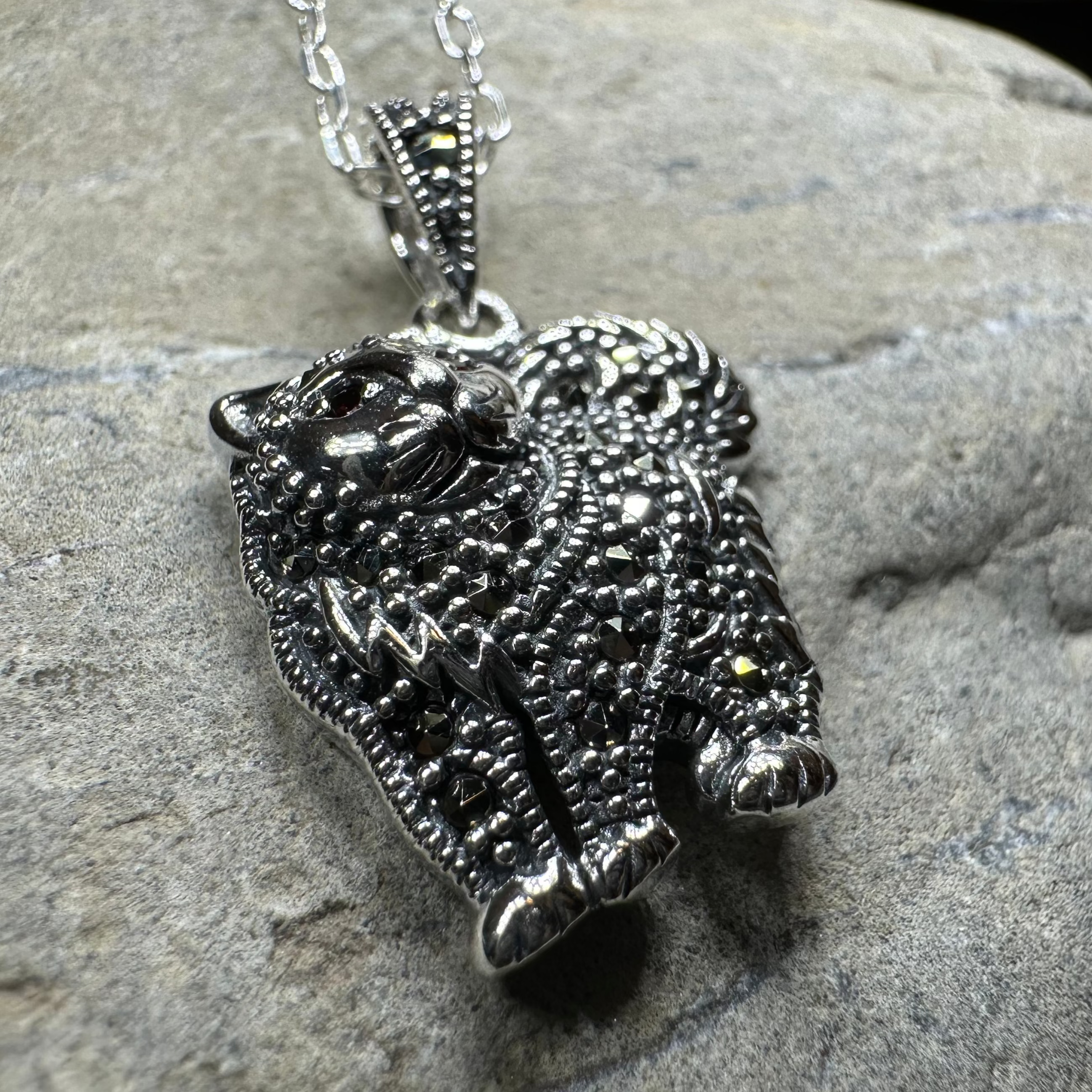 Simba Marcasite Cat Necklace