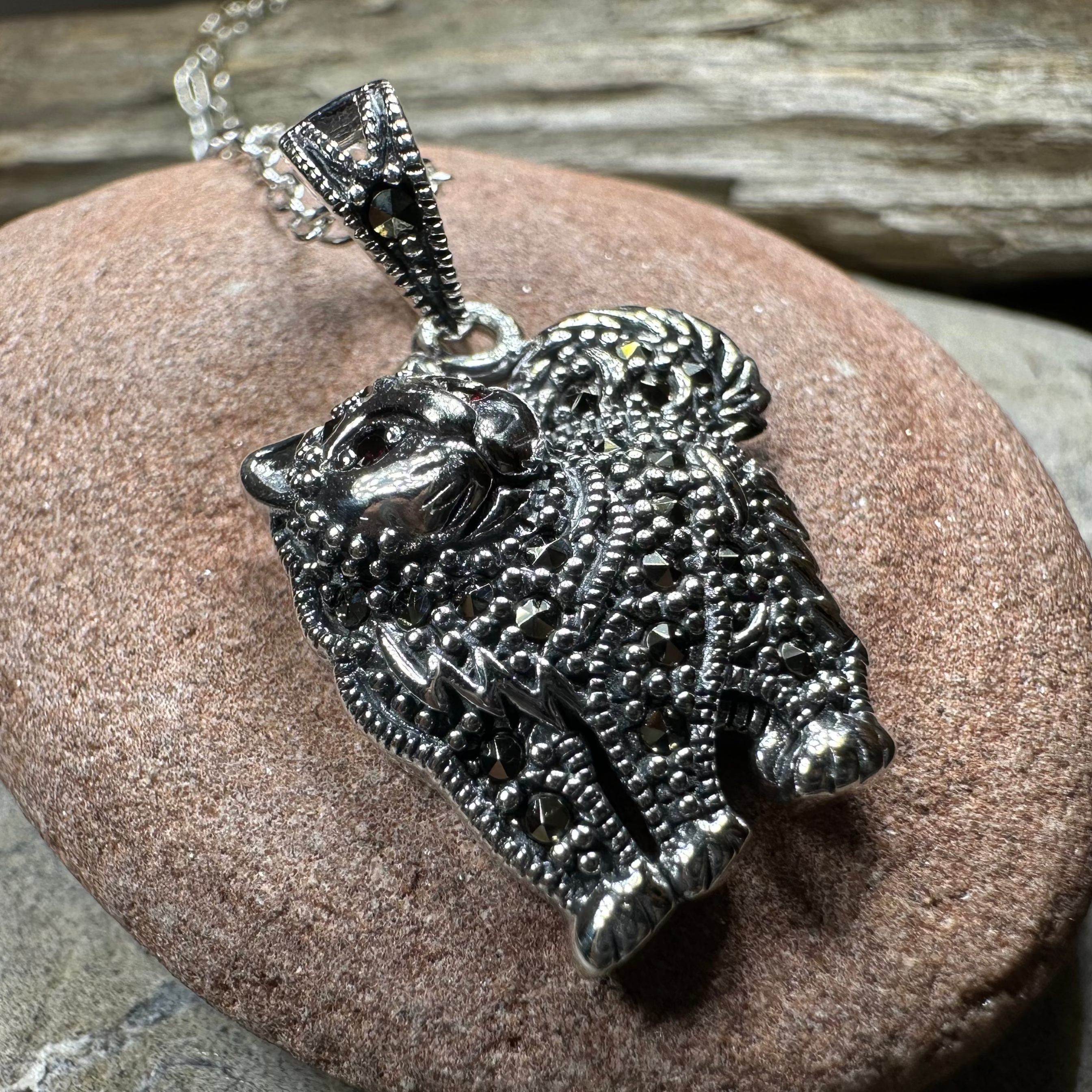 Simba Marcasite Cat Necklace