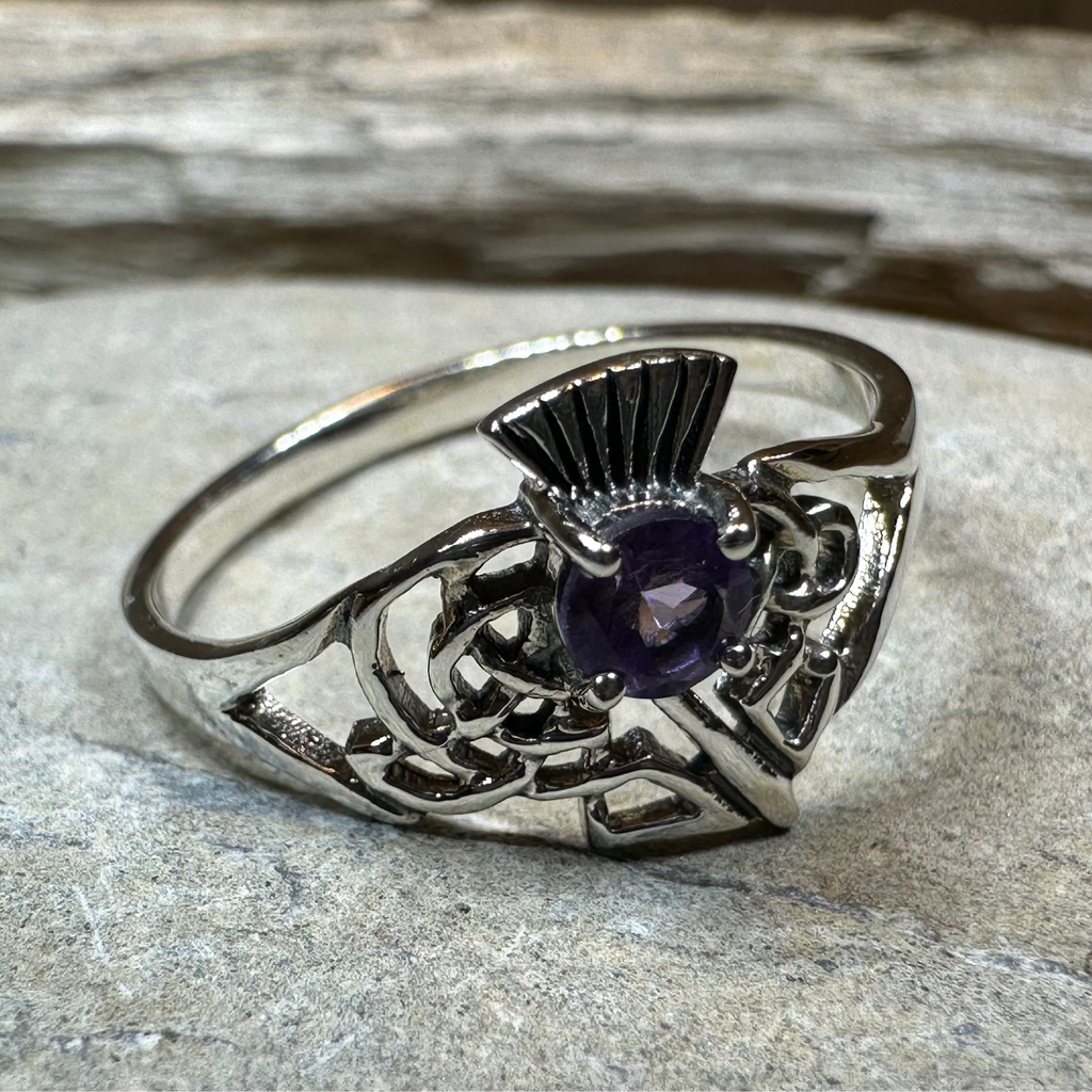 Ailean Scottish Thistle Amethyst Ring