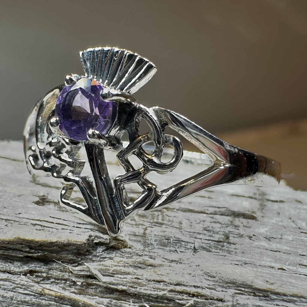 Ailean Scottish Thistle Amethyst Ring