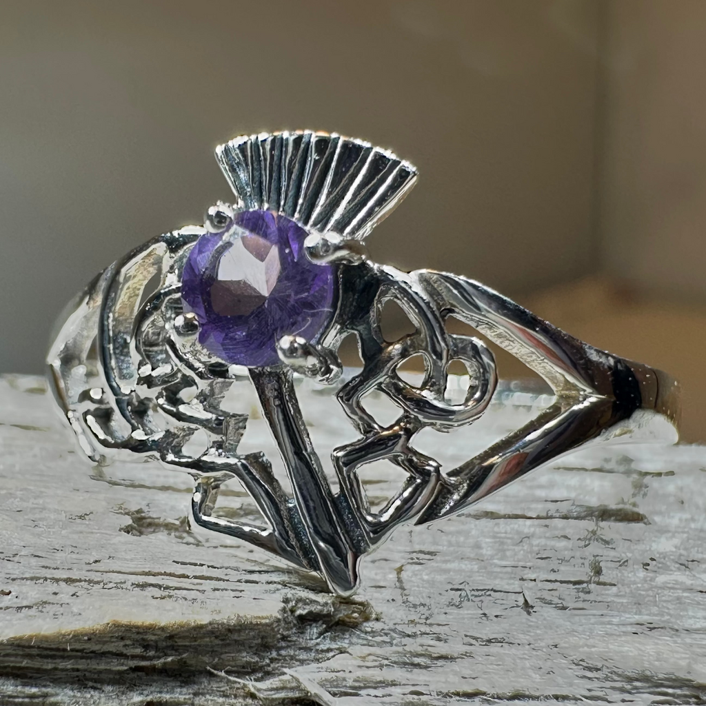 Ailean Scottish Thistle Amethyst Ring