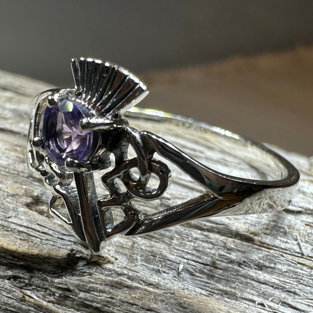 Ailean Scottish Thistle Amethyst Ring