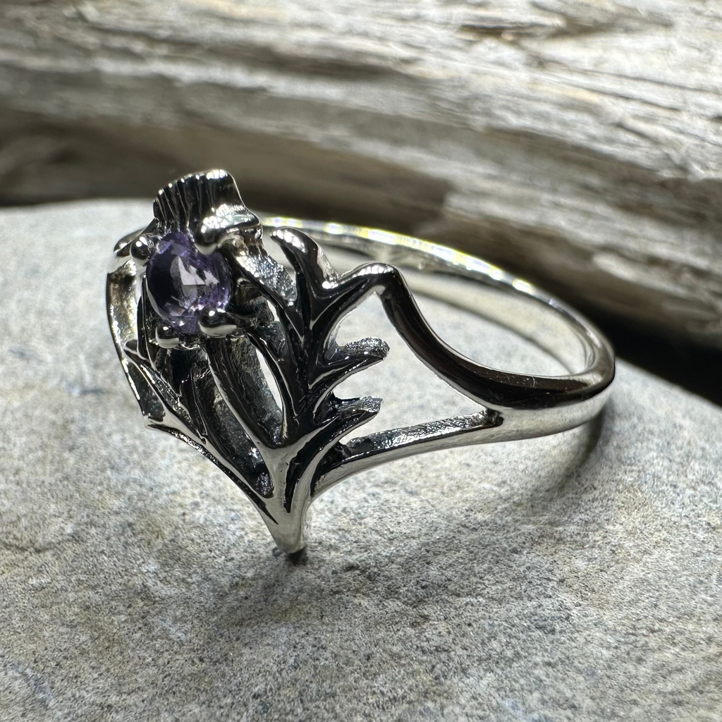 Abhainn Scottish Thistle Amethyst Ring
