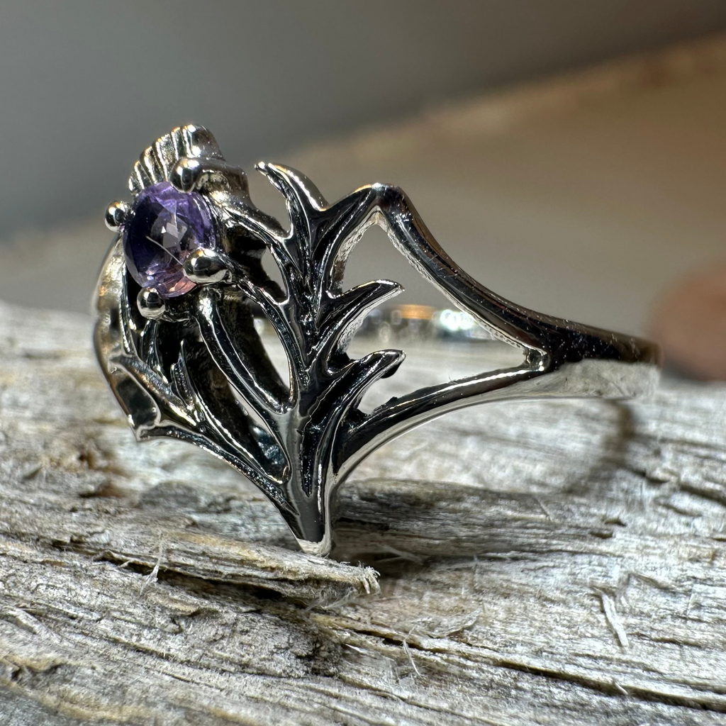 Abhainn Scottish Thistle Amethyst Ring