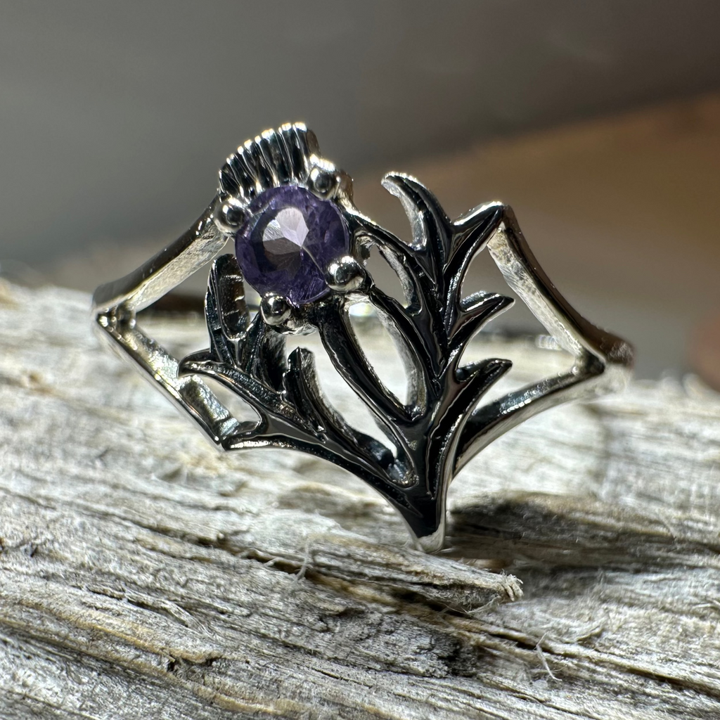 Abhainn Scottish Thistle Amethyst Ring