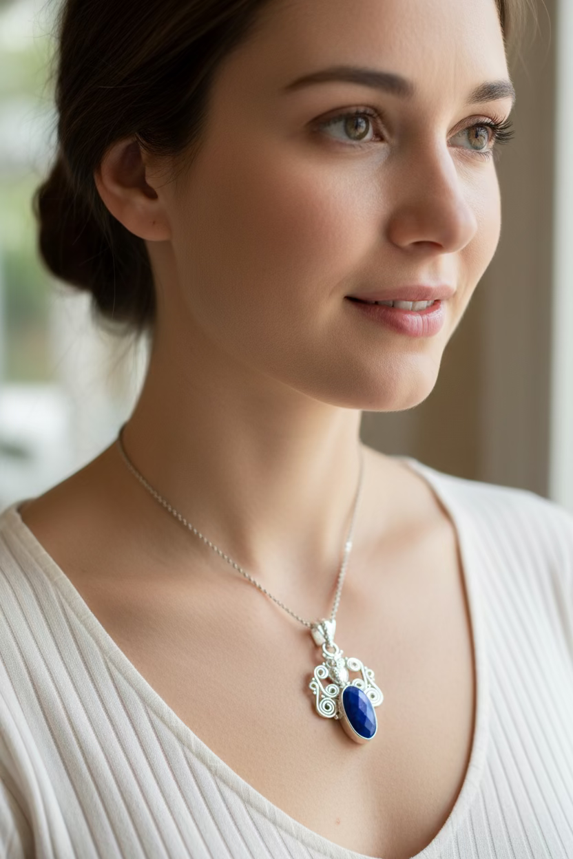 Mirra Owl Necklace in Sterling Silver