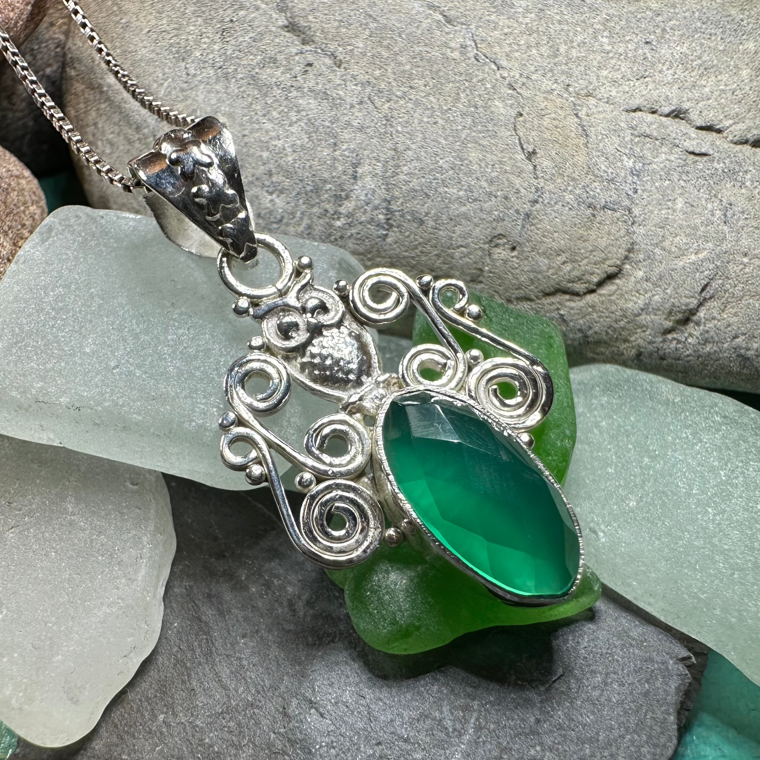 Mirra Owl Necklace in Sterling Silver