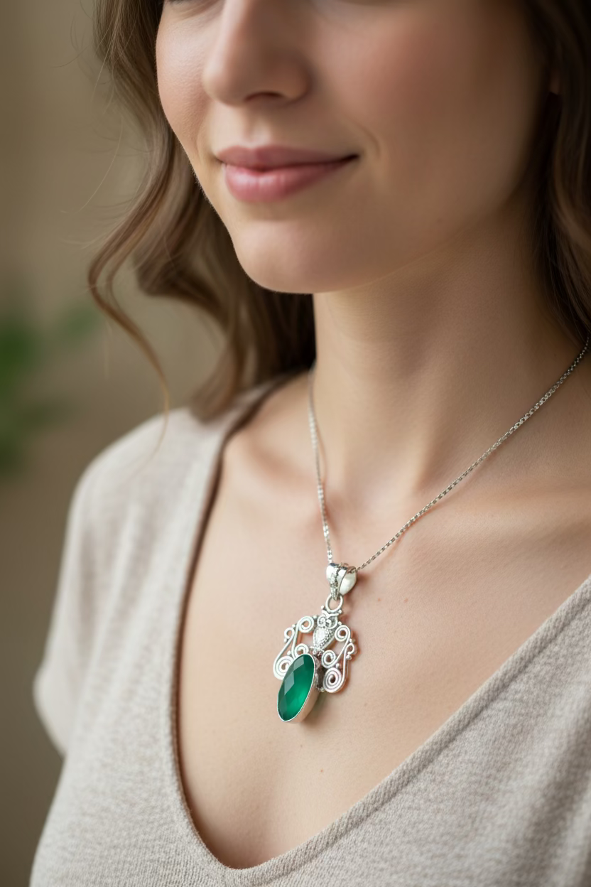 Mirra Owl Necklace in Sterling Silver