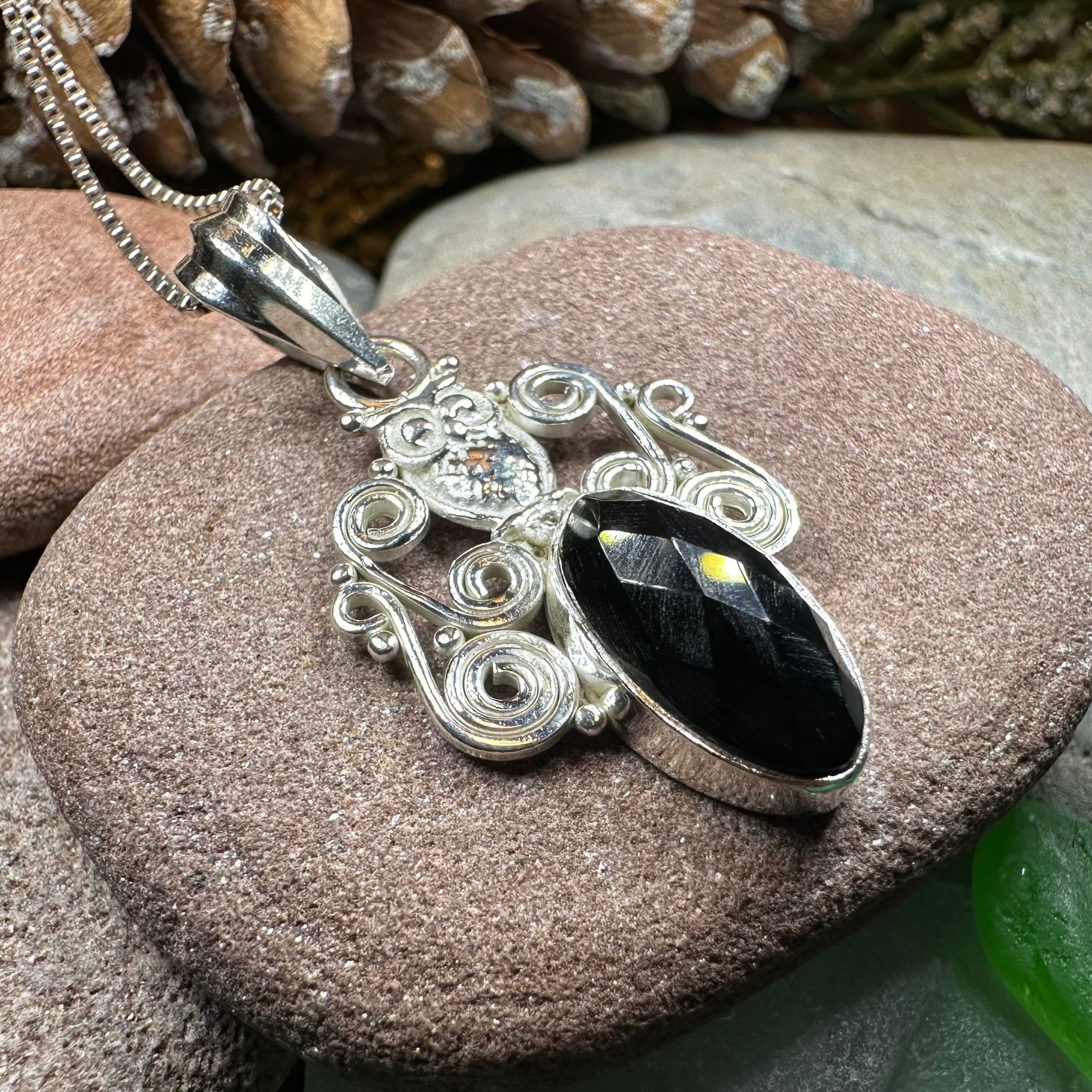 Mirra Owl Necklace in Sterling Silver