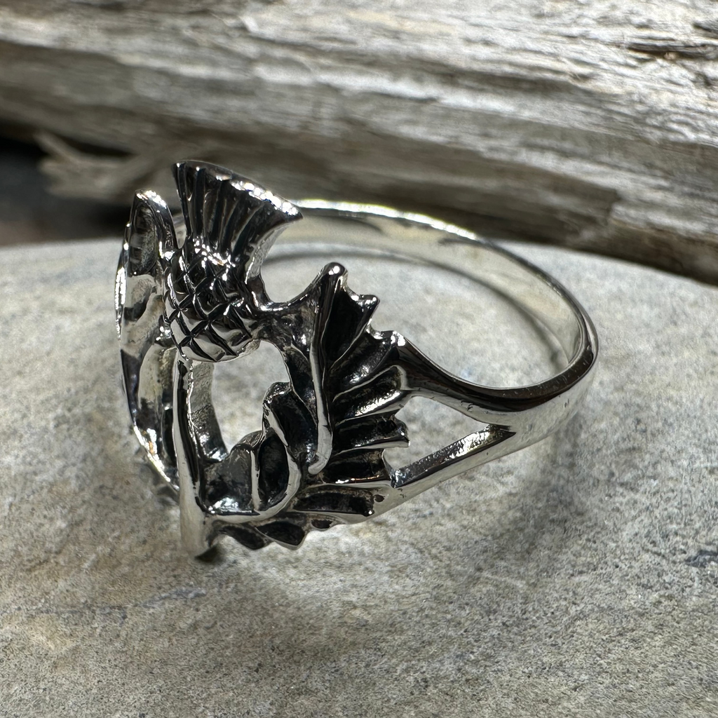 Finovan Scottish Thistle Ring in Sterling Silver