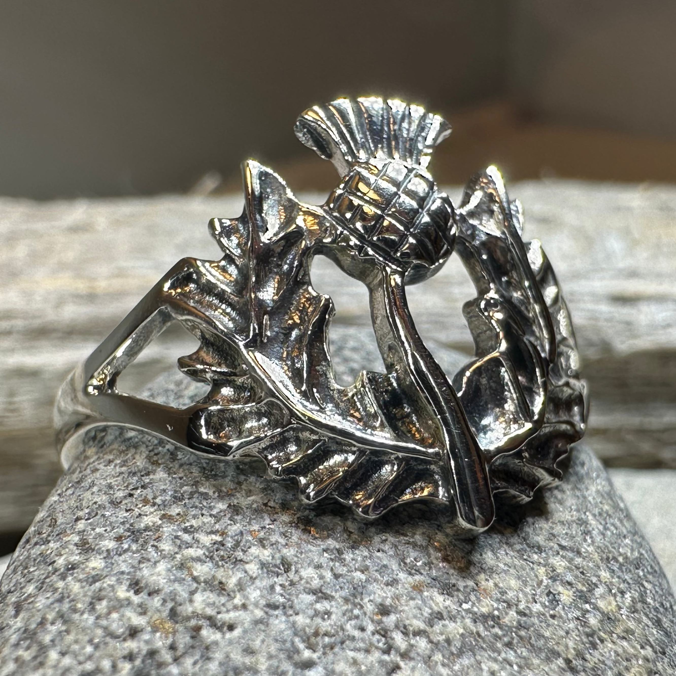Finovan Scottish Thistle Ring in Sterling Silver
