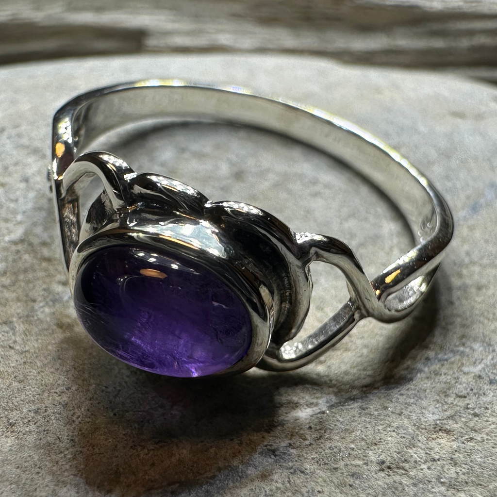 Felicia Celtic Knot Amethyst Ring in Sterling Silver