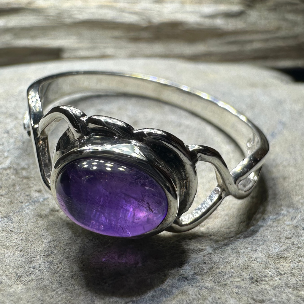 Felicia Celtic Knot Amethyst Ring in Sterling Silver