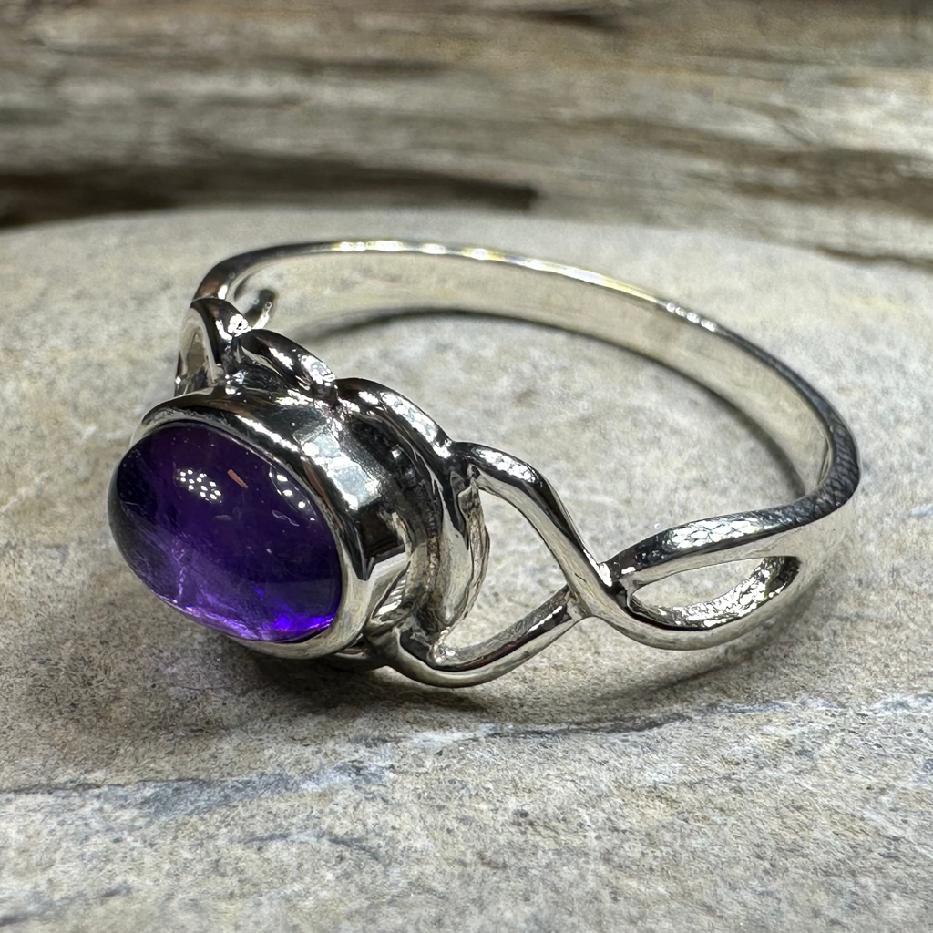 Felicia Celtic Knot Amethyst Ring in Sterling Silver