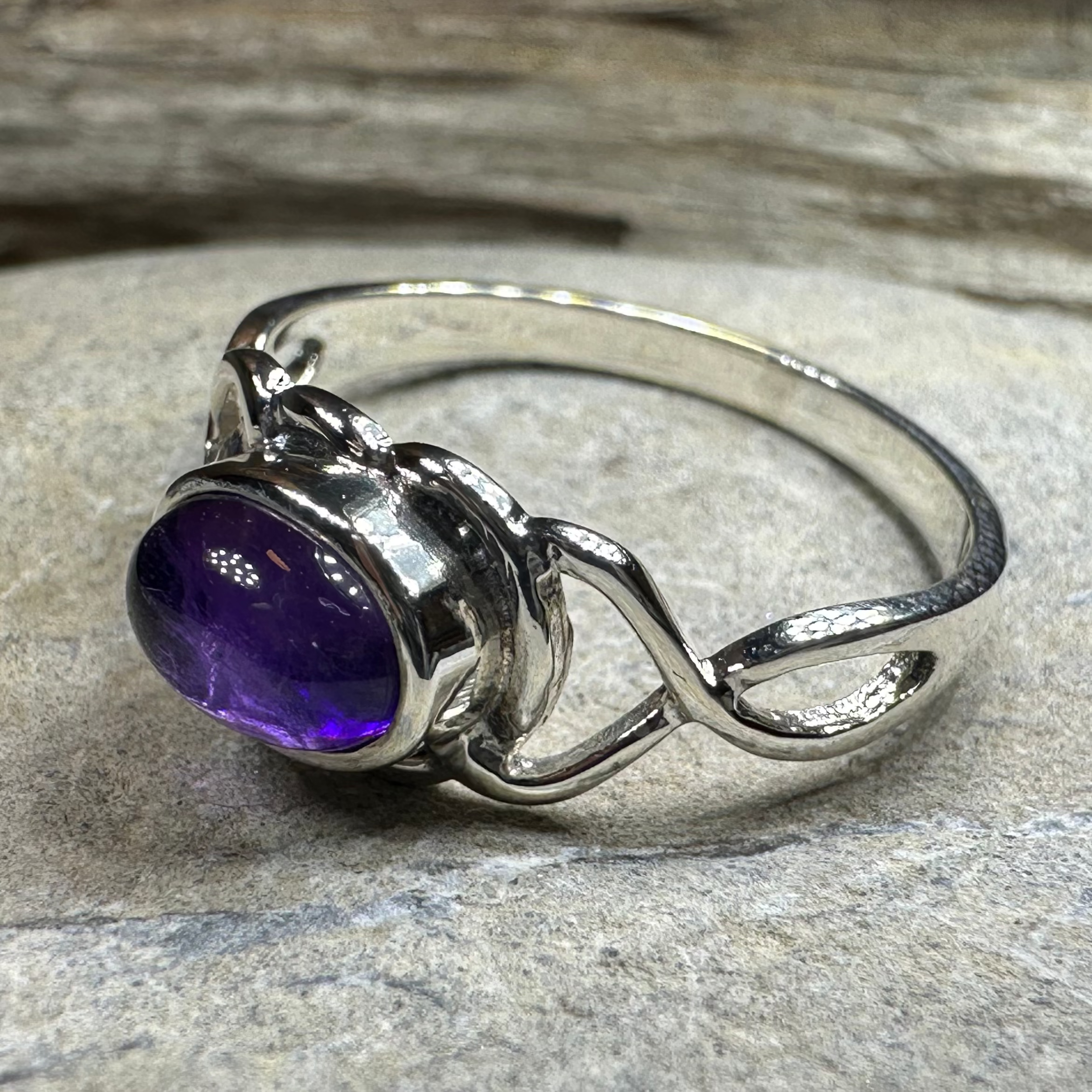 Felicia Celtic Knot Amethyst Ring in Sterling Silver