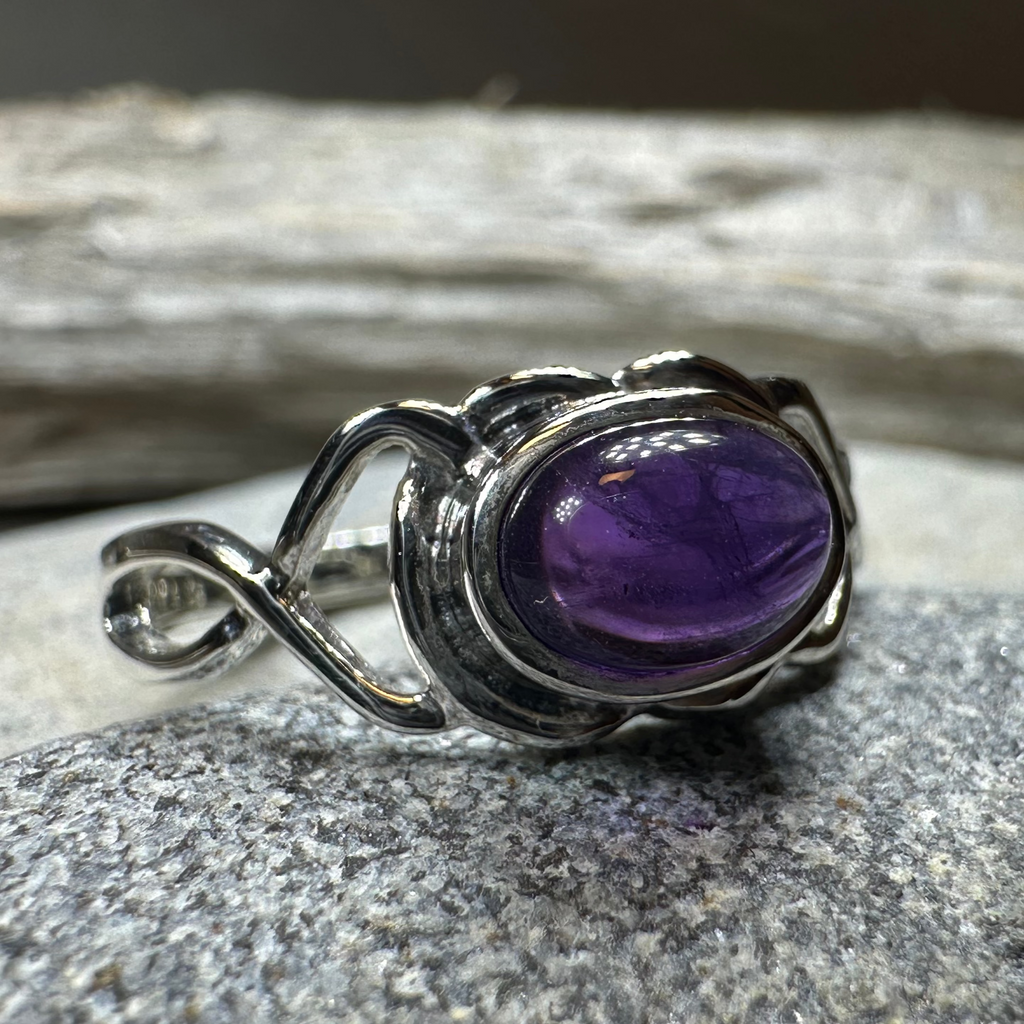 Felicia Celtic Knot Amethyst Ring in Sterling Silver