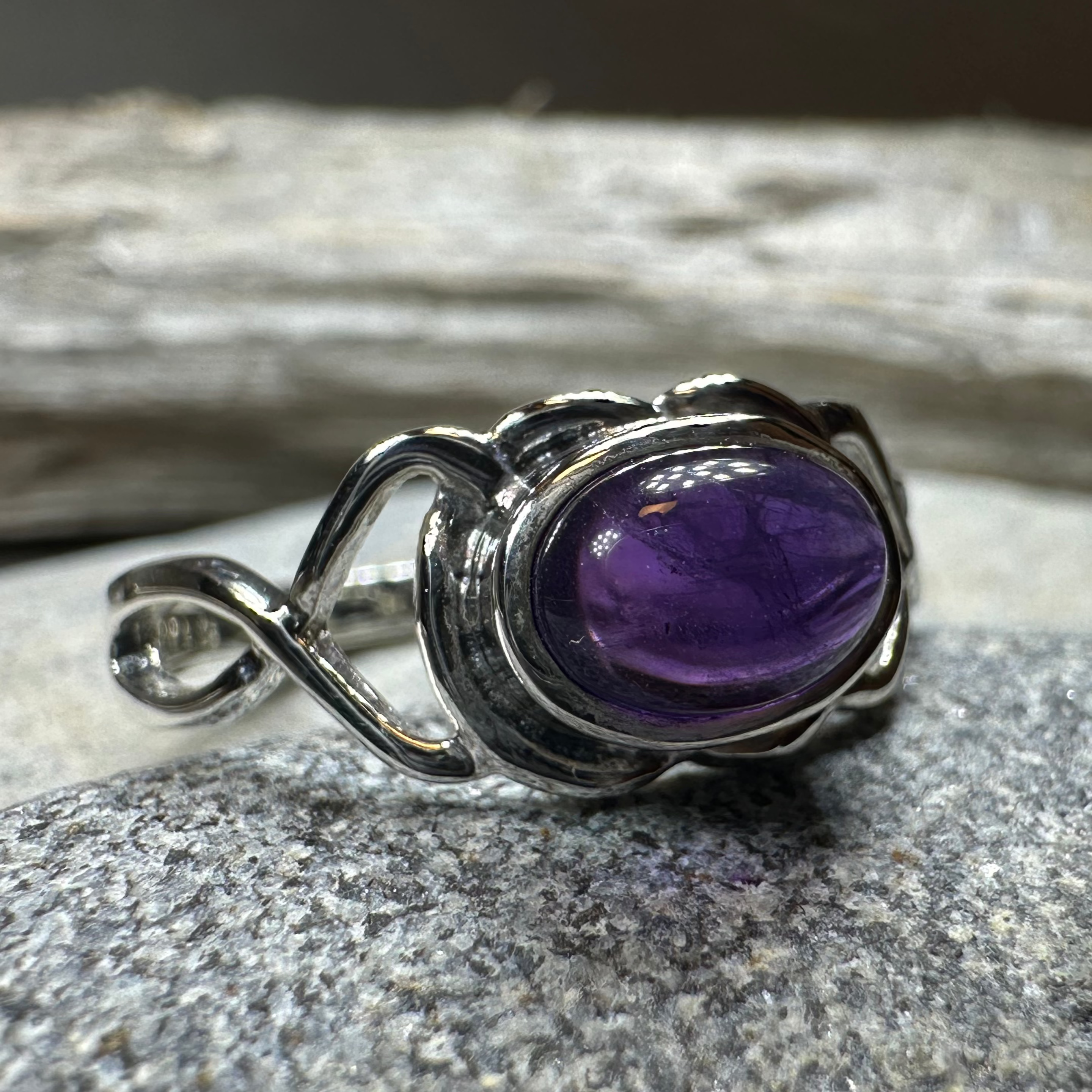 Felicia Celtic Knot Amethyst Ring in Sterling Silver