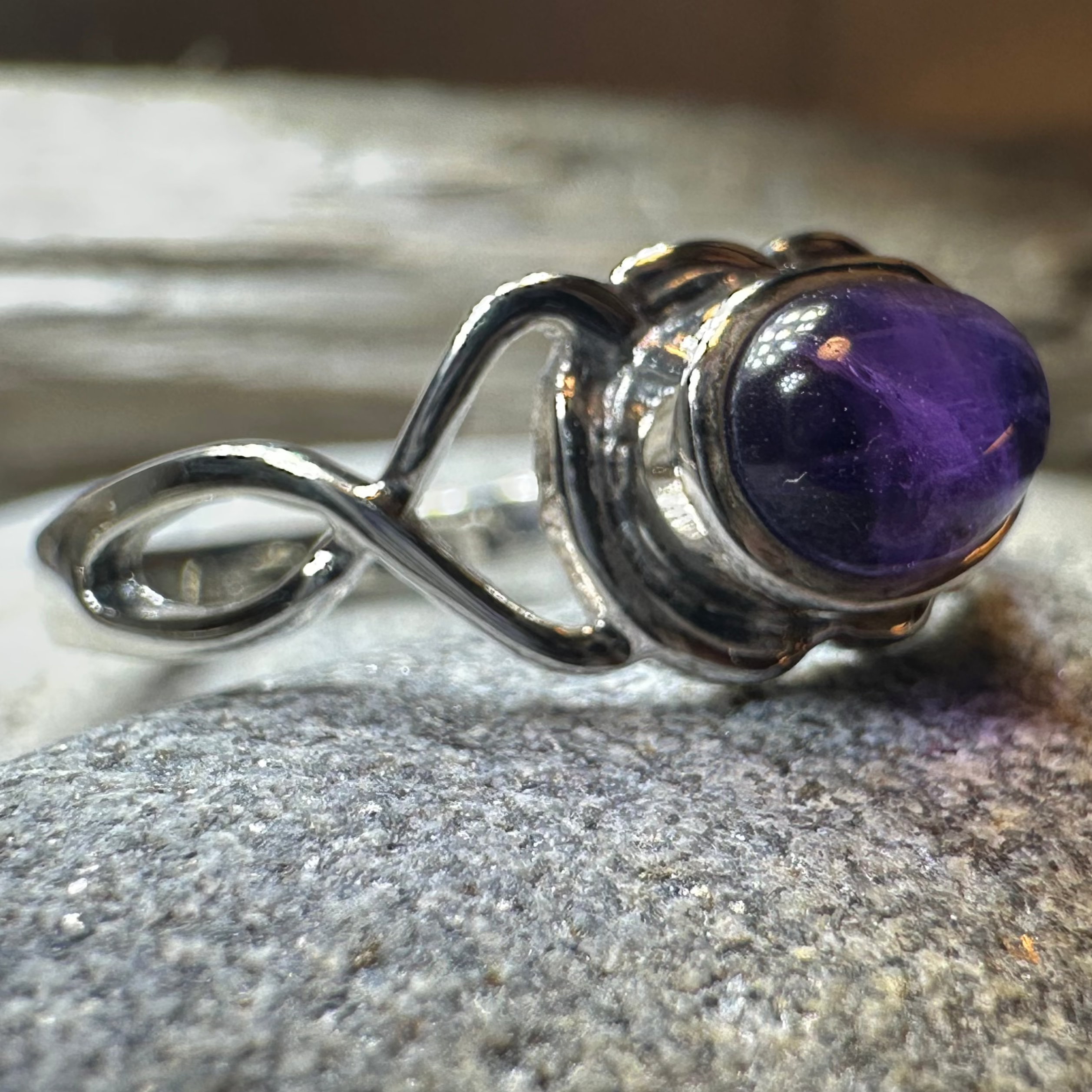 Felicia Celtic Knot Amethyst Ring in Sterling Silver