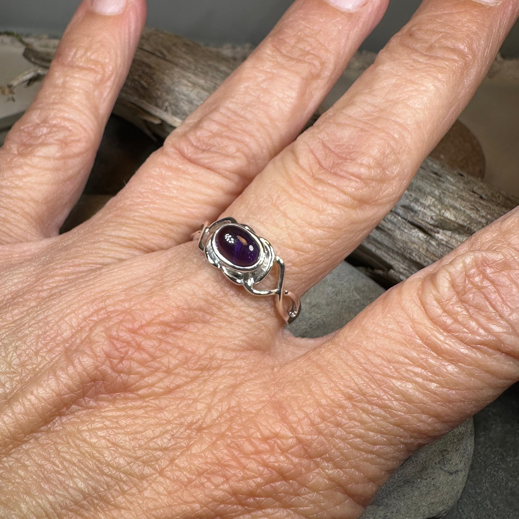 Felicia Celtic Knot Amethyst Ring in Sterling Silver
