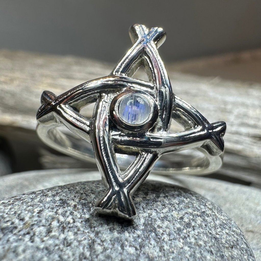 Moonstone Saint Brigid's Cross of Ireland Ring