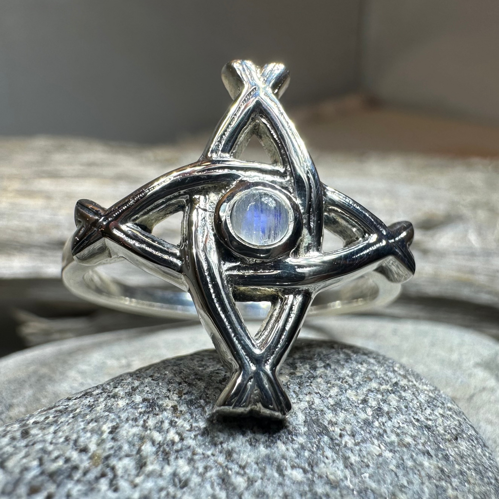 Moonstone Saint Brigid's Cross of Ireland Ring