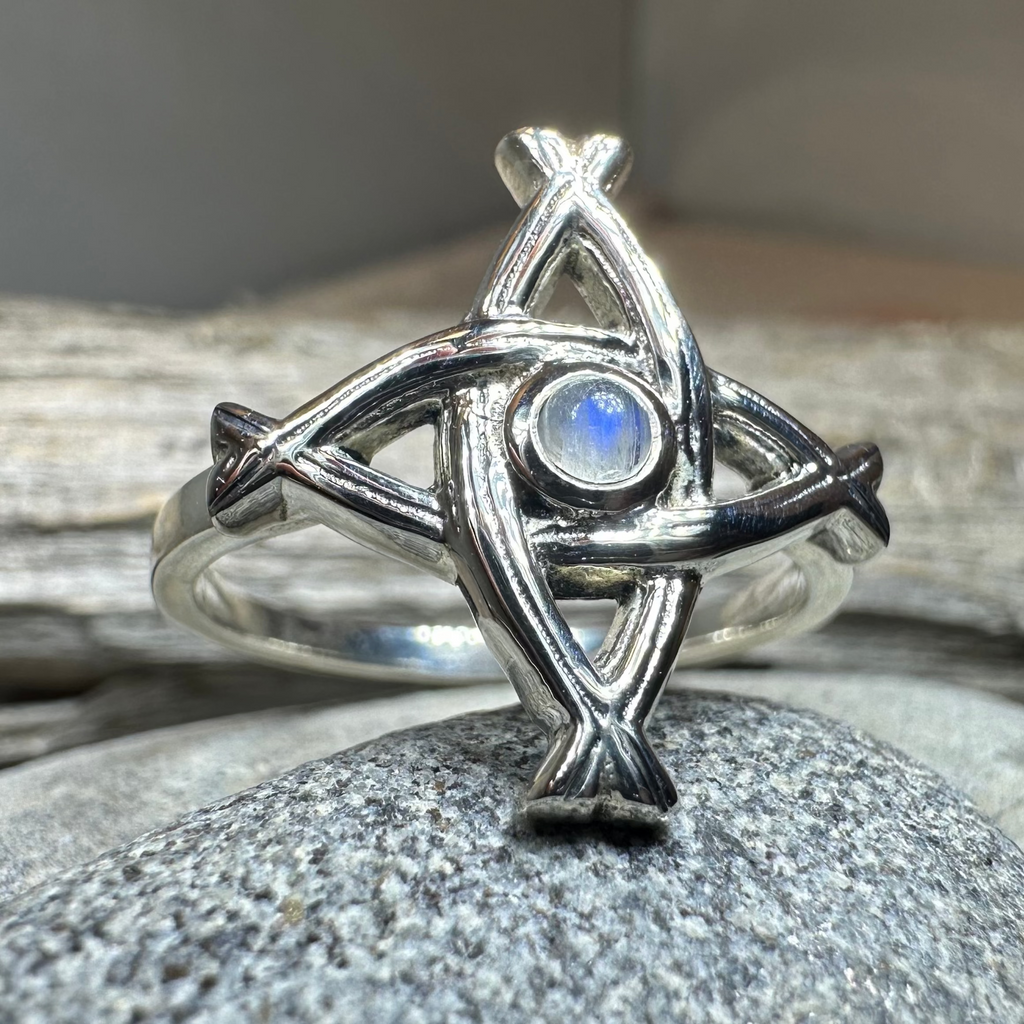 Moonstone Saint Brigid's Cross of Ireland Ring