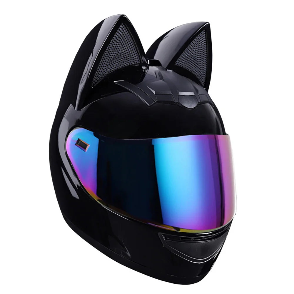 Cat Ear Motorcycle Helmet Full Face Detachable DOT Certification Safety Moto Helmet For Women Men Breathable Gift For Girlfriend