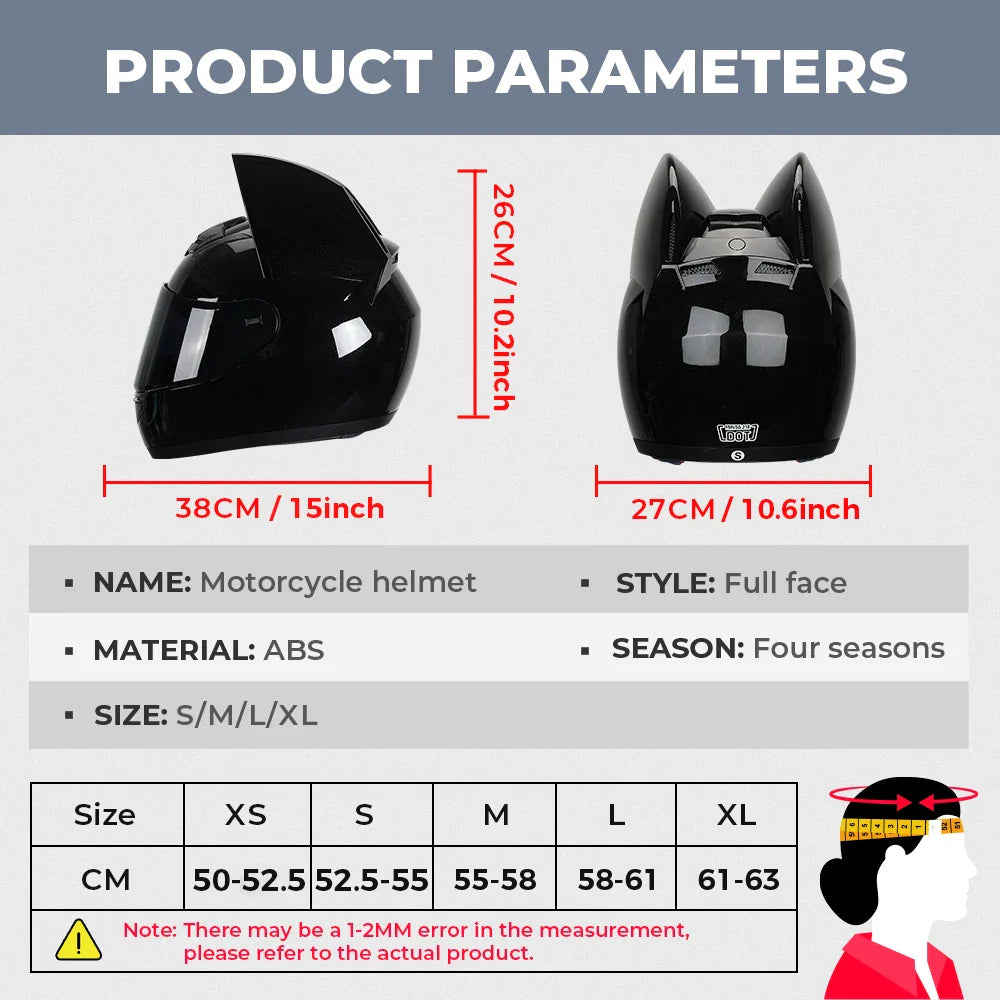 Cat Ear Full Face Motorcycle Helmet