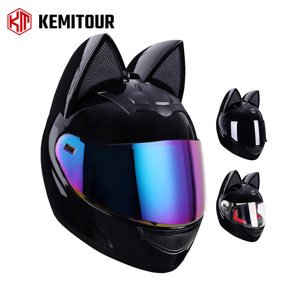 Cat Ear Full Face Motorcycle Helmet – Cthulhu Customs