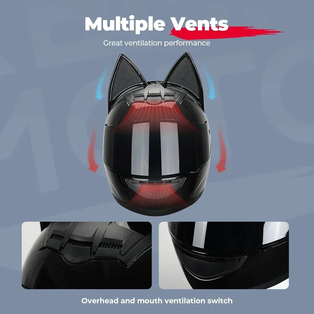 Cat Ear Full Face Motorcycle Helmet