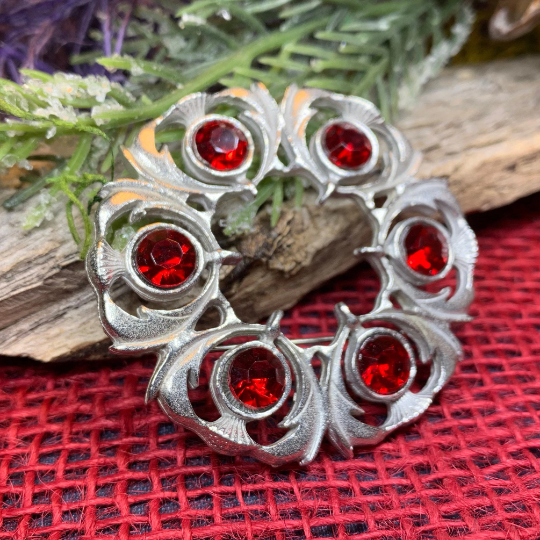 Crystal Celtic Thistle Brooch - Handmade in Scotland