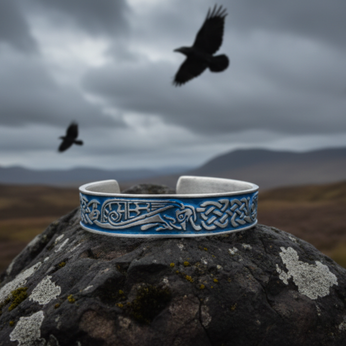 Celtic Raven Cuff Bracelet