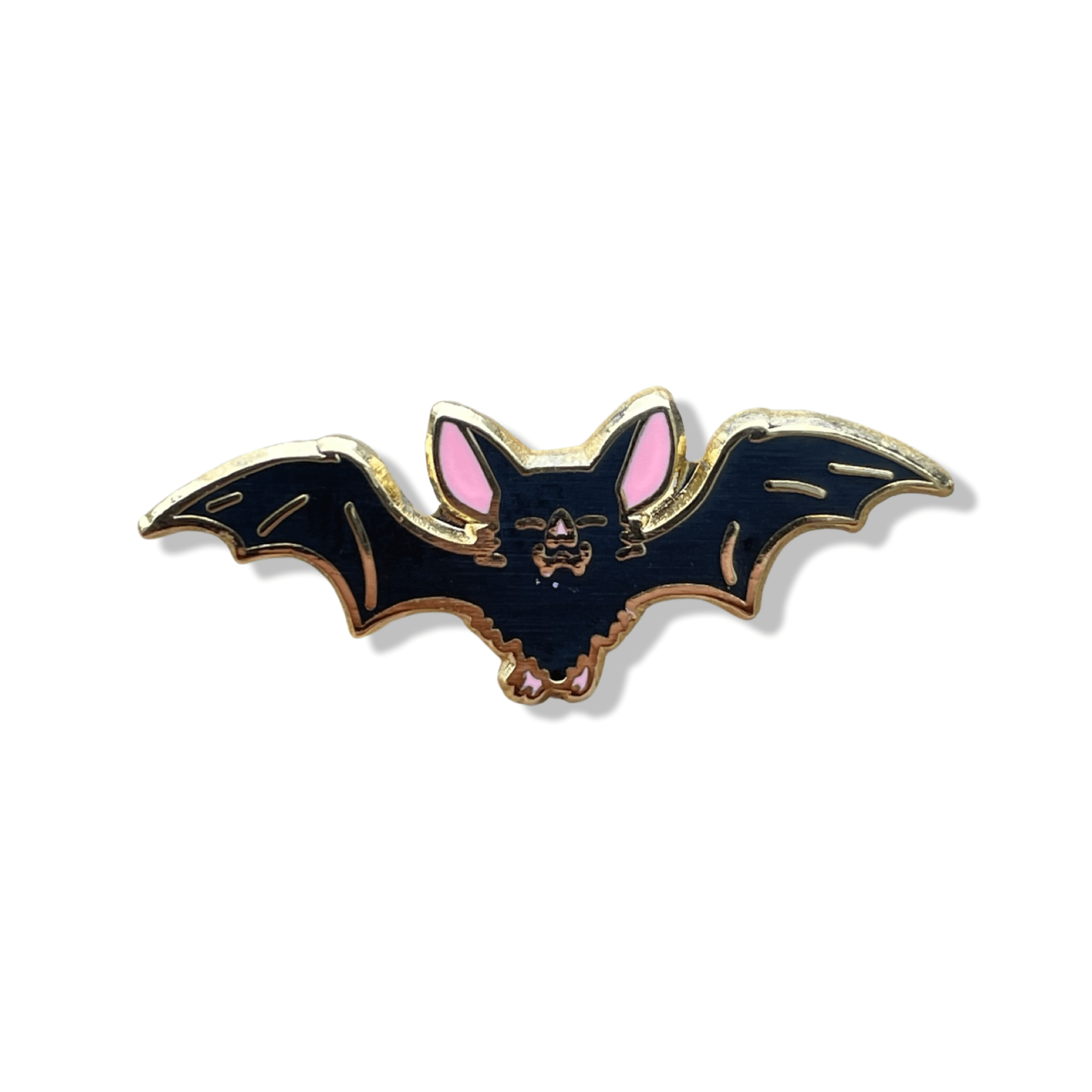Black Bat Enamel Pin – Hard Enamel Double Post Pin with Rubber Backs