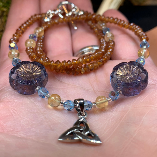 Wine & Roses Trinity Knot Necklace