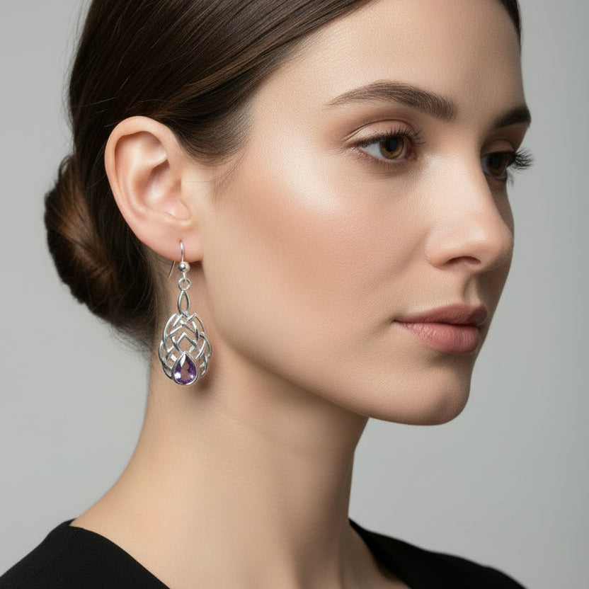 Abria Celtic Knot Earrings in Sterling Silver