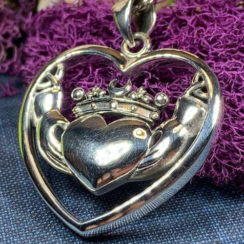 Celestial Moon Claddagh Necklace