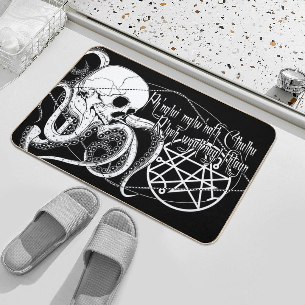 Dans Sa Demeure à R'lyeh, le Cthulhu Mort Attend en Rêvant. Tapis de Bain Antidérapant