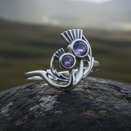 Adairia Scottish Thistle Amethyst Ring