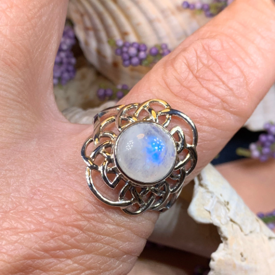 Luna Celtic Knot Moonstone Ring in Sterling Silver